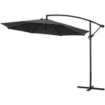 3m Banana Cantilever Patio Parasol For Outdoor Sunshade And Rain With Cross Base | One Size | Black