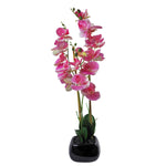 70cm Artificial Orchid Light Pink With Black Ceramic Planter
