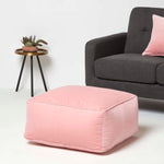 Velvet Pouffe Bean Cube | 60cm x 60cm | Pink