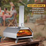 Pizza Oven With Built-in Thermometer, Rain Cover & Pizza Paddle, Silver