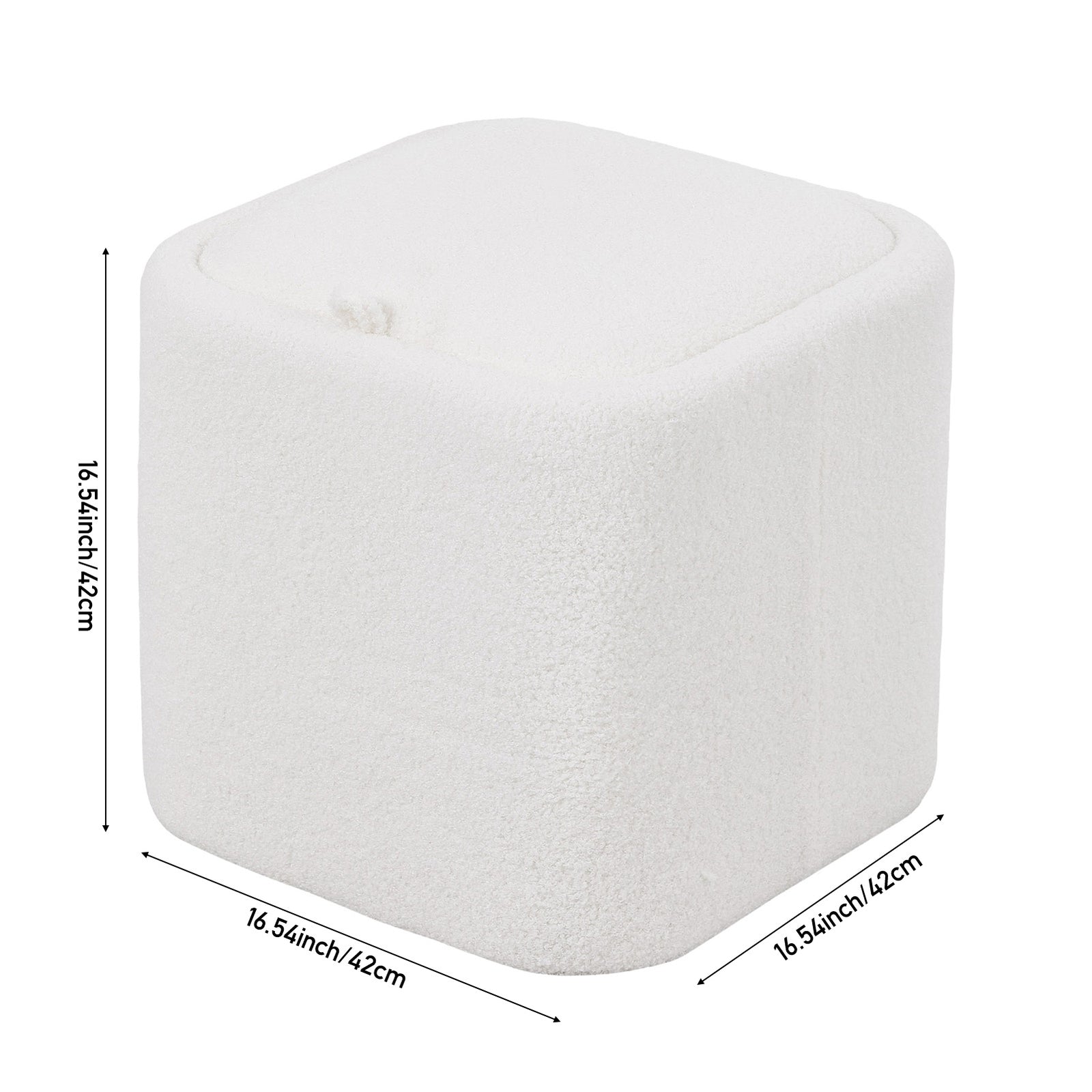 Modern Cube Storage Footstool Ottoman With Reversible Lid | White