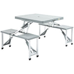 Picnic Table Chair Set 4 Seat Aluminium Pp W/ 2.7cm Hole | Gray