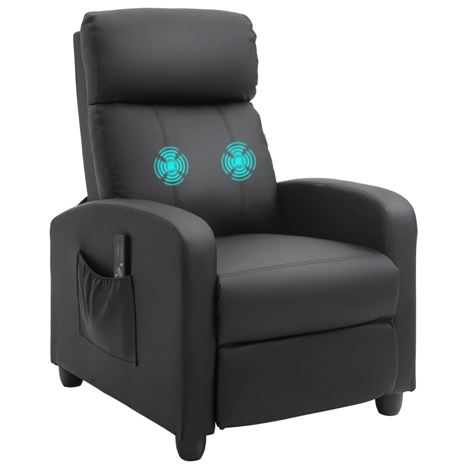 Recliner Sofa Chair Pu Leather Massage W/ Remote | Black