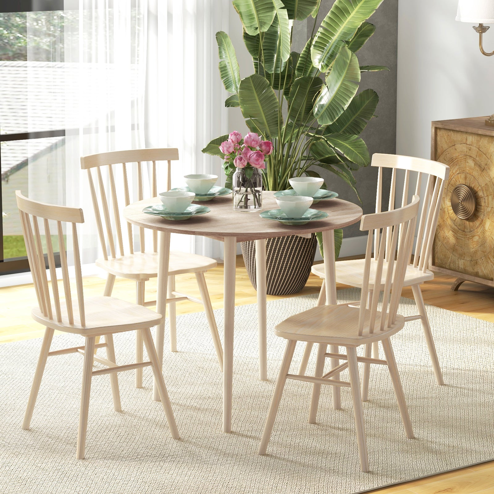 Folding Dining Table For 4, Round Drop Leaf Table | Natura