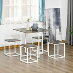 5pc Dining Table Set, Metal Frame, Square Table