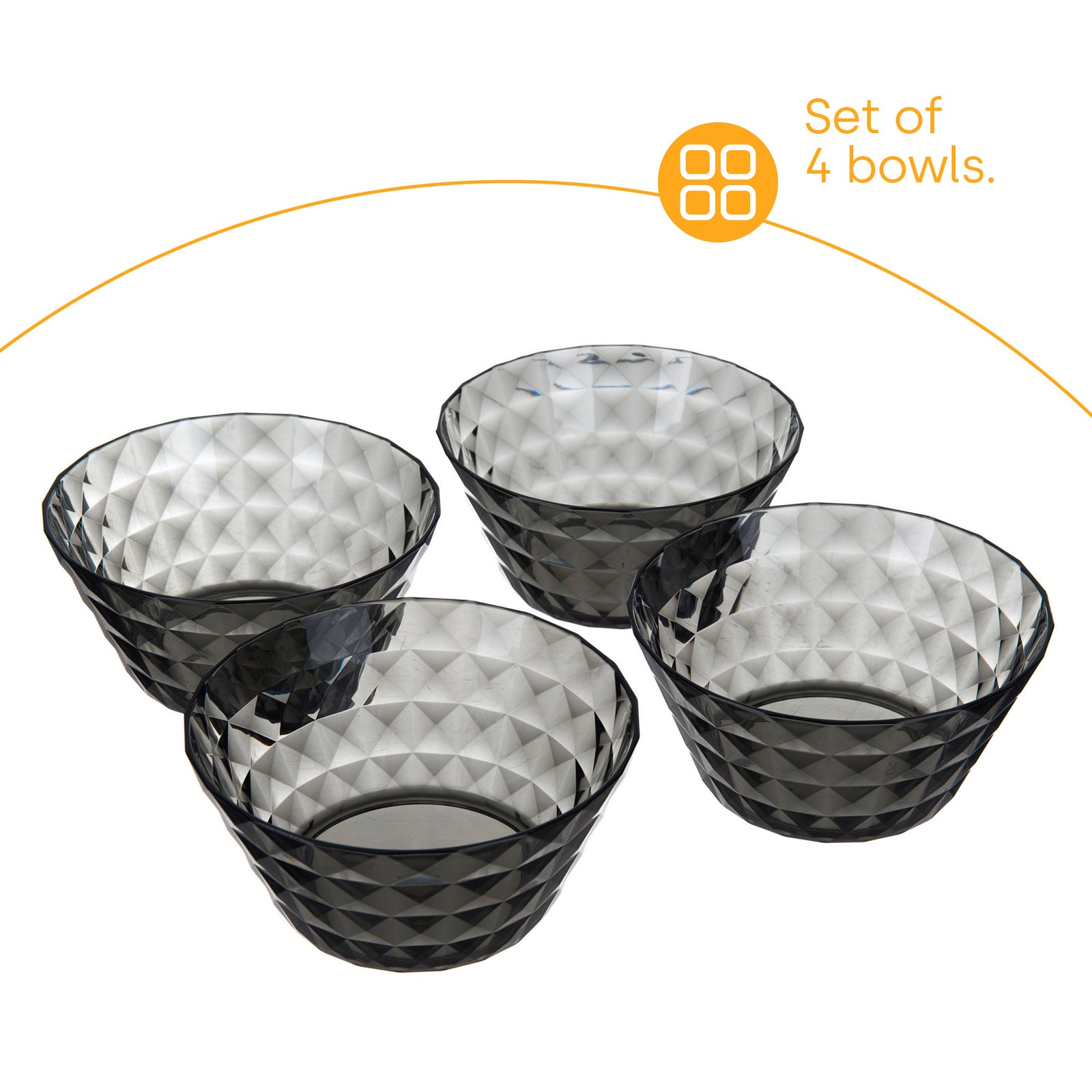 Prism Outdoor Dinner Bowls Set Of 4 - Smoke Grey