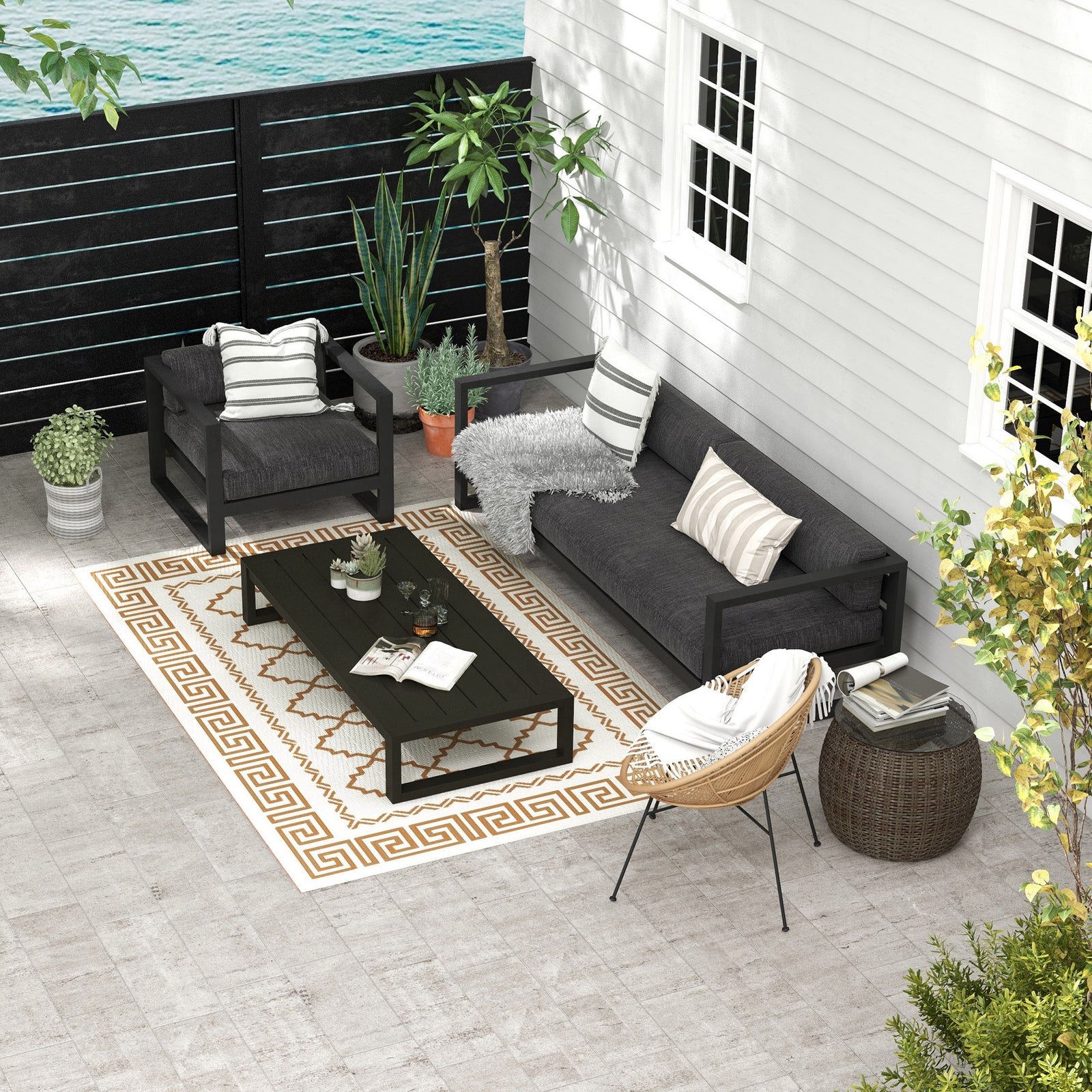 Reversible Rug W/ Carry Bag 182x274cm Brown