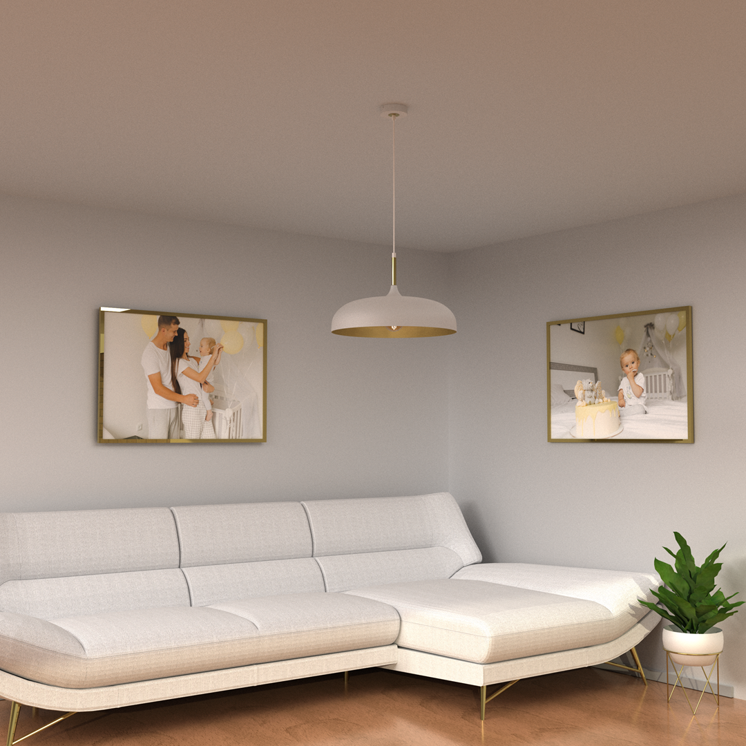 Lincoln 45cm Pendant Lamp Stylish Hand Made Scandi Style Lamp With A Golden Finish To The Shade Interior 1xe27 | 45cm | White
