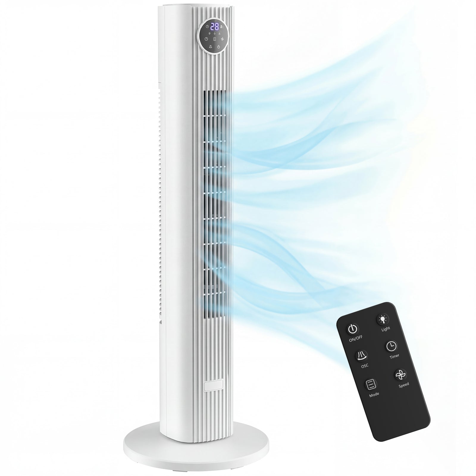 28db Tower Fan For Bedroom, 26 Ft/s Velocity Standing Fan | White