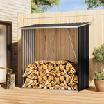 Garden Outdoor Metal Firewood Log Storage Shed | Black