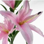 Pack Of 6 X 100cm Large Pink Lily Stem - 18 Flowers