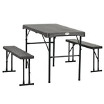 Hdpe Picnic Table Set W/ Beer Table & 2 Benches For 6