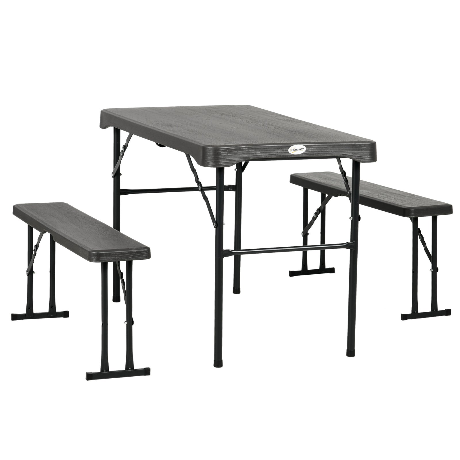 Hdpe Picnic Table Set W/ Beer Table & 2 Benches For 6