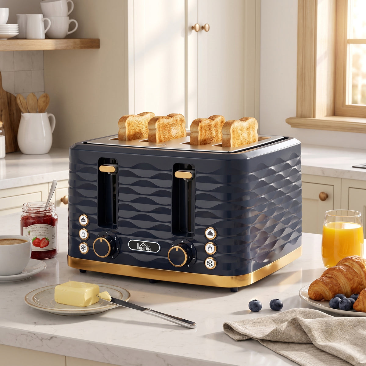 Toaster With 4 Slot, 7 Browning Levels, 1860w, Ripple