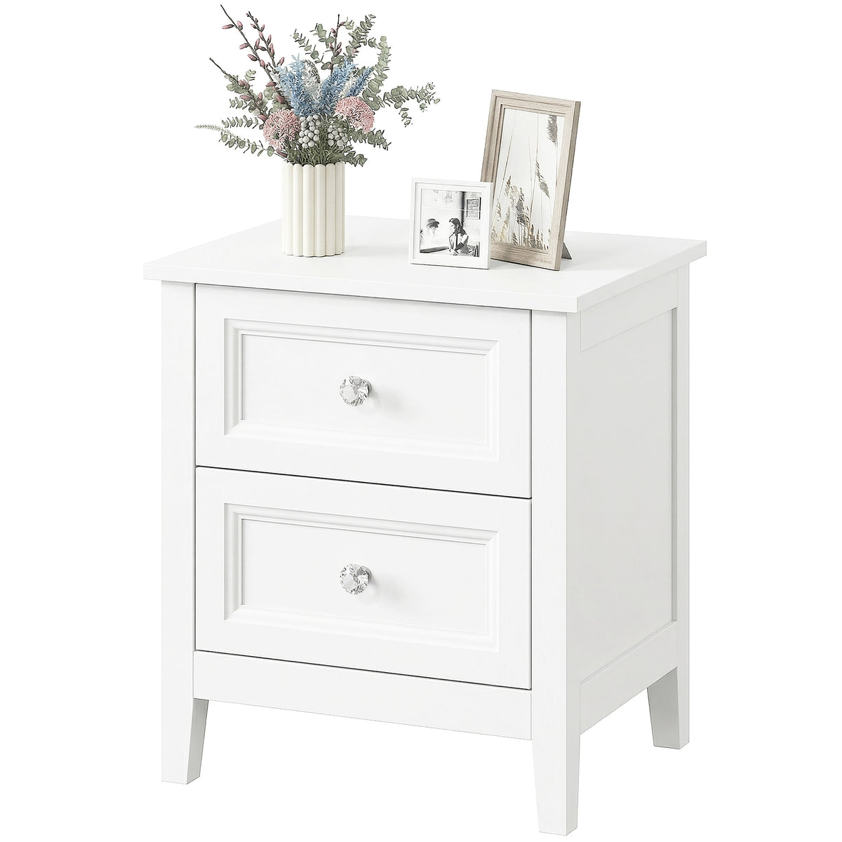HOMCOM Nightstand With 2 Drawers White