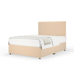 Plush Velvet Divan Base And Plain Headboard | Double | Natural