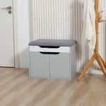 Upholstered Entryway Shoe Bench W/ Storage Cabinet