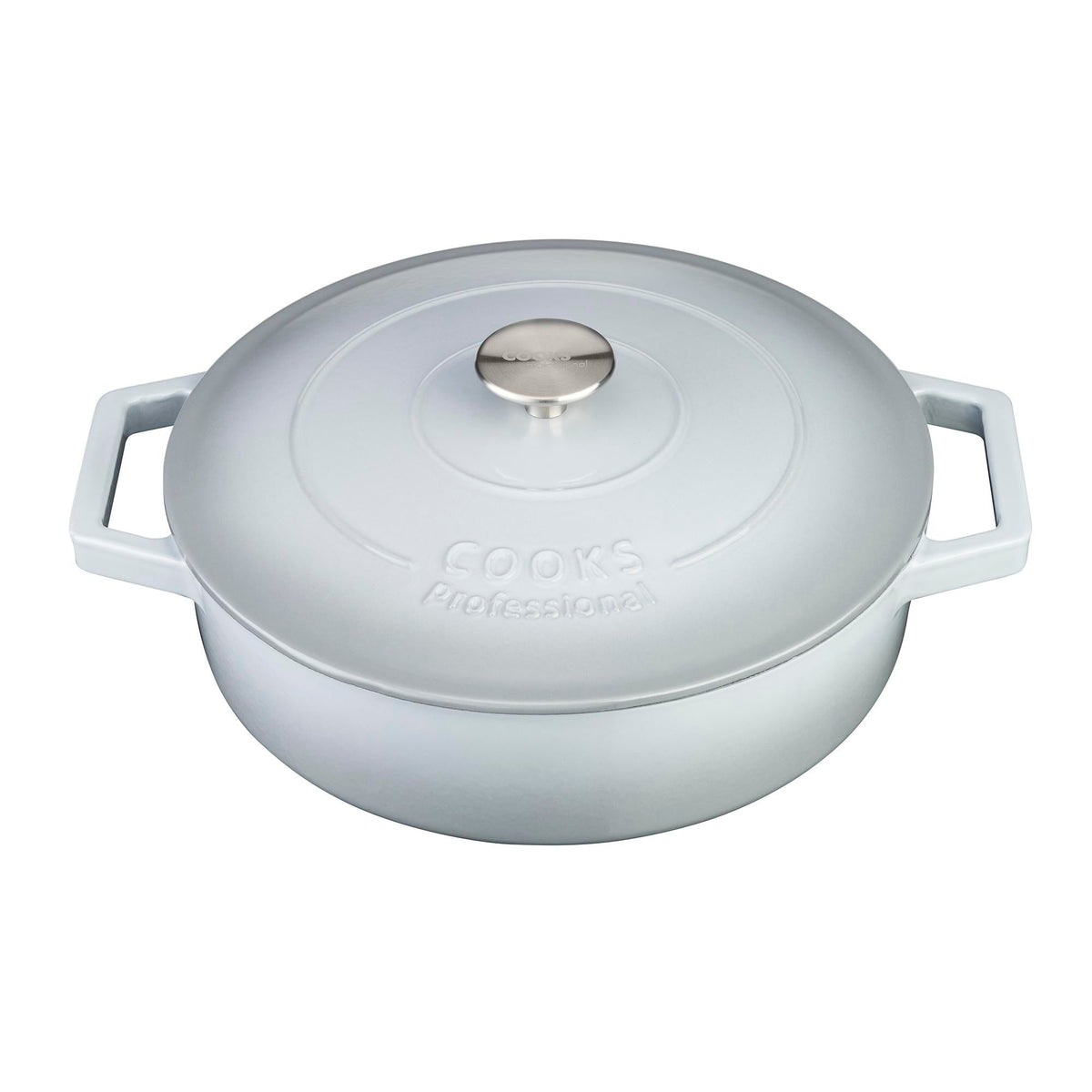 Cast Iron Casserole Dish 28cm Oven Proof Pan & Lid | 28cm | Gray