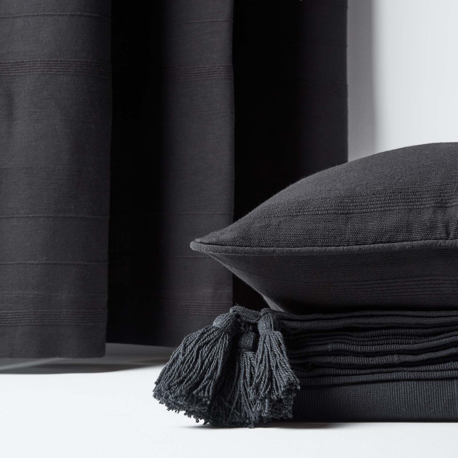 Cotton Rajput Ribbed Throw | 255cm x 360cm | Black