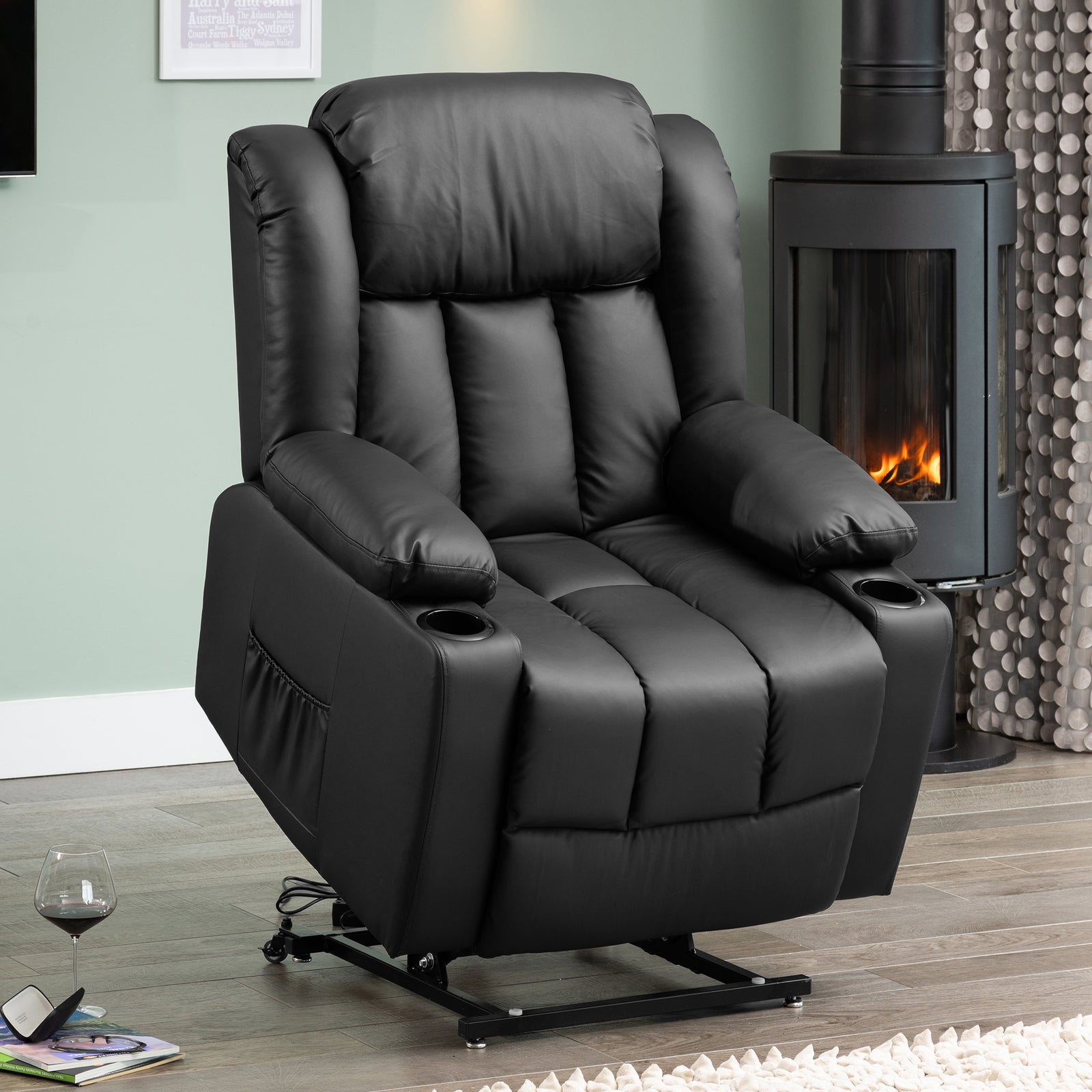 Sheridan Dual Motor Electric Riser Recliner With Massage And Heat | Black