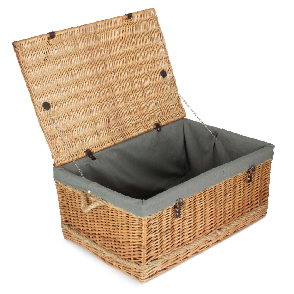 Wicker 72cm Rope Handled Trunk Picnic Basket | Gray