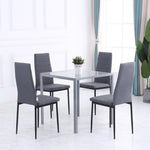Modern Square Dining Table For 2-4 People With Glass Top