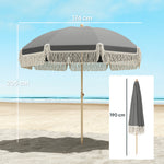 1.7 M Beach Umbrella, Adjustable Height Portable Parasol | Grey