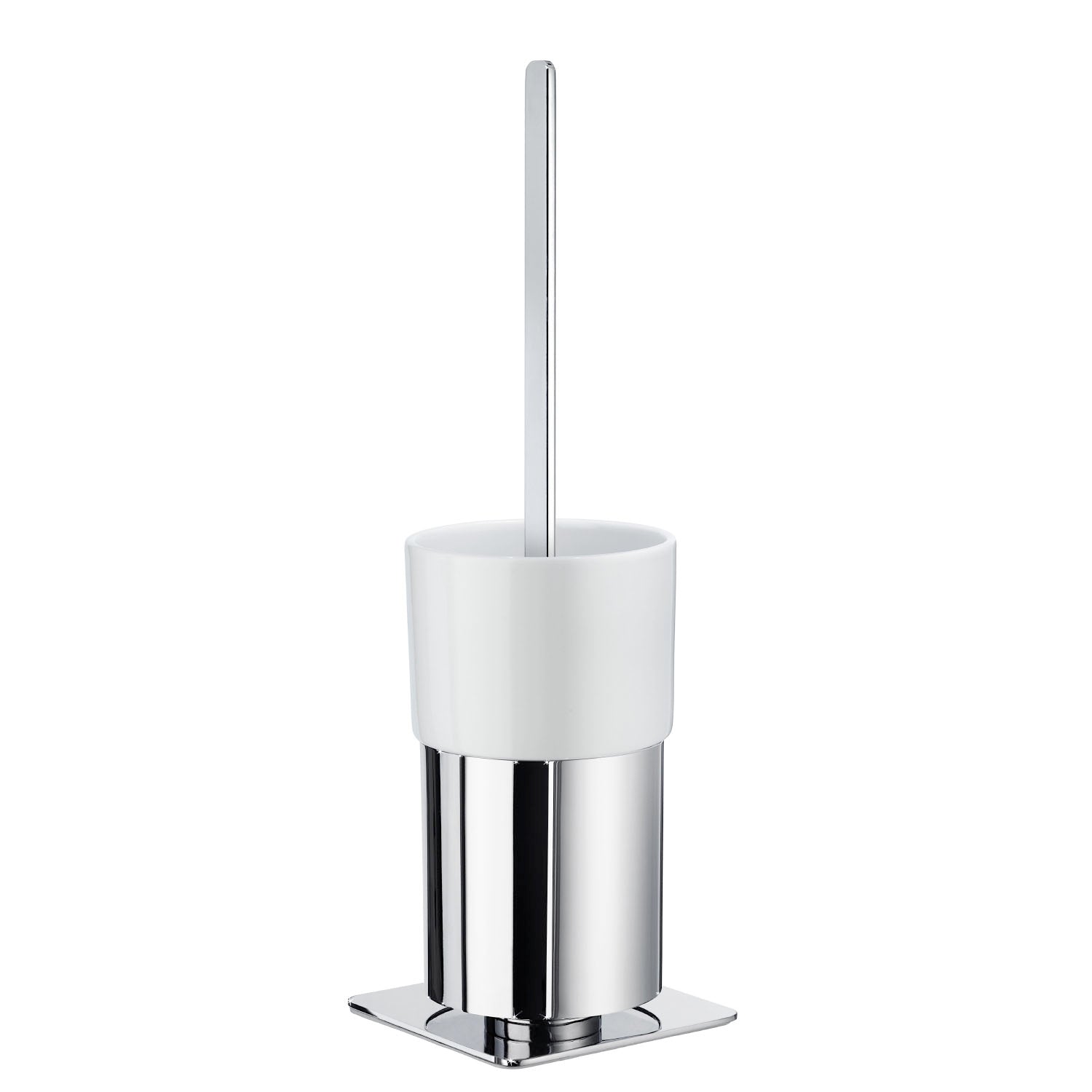 Chrome Freestanding Toilet Brush And Porcelain Container | Polished Chrome