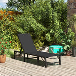 Folding Sun Lounger, 5-position Adjustable Sunbed | Black
