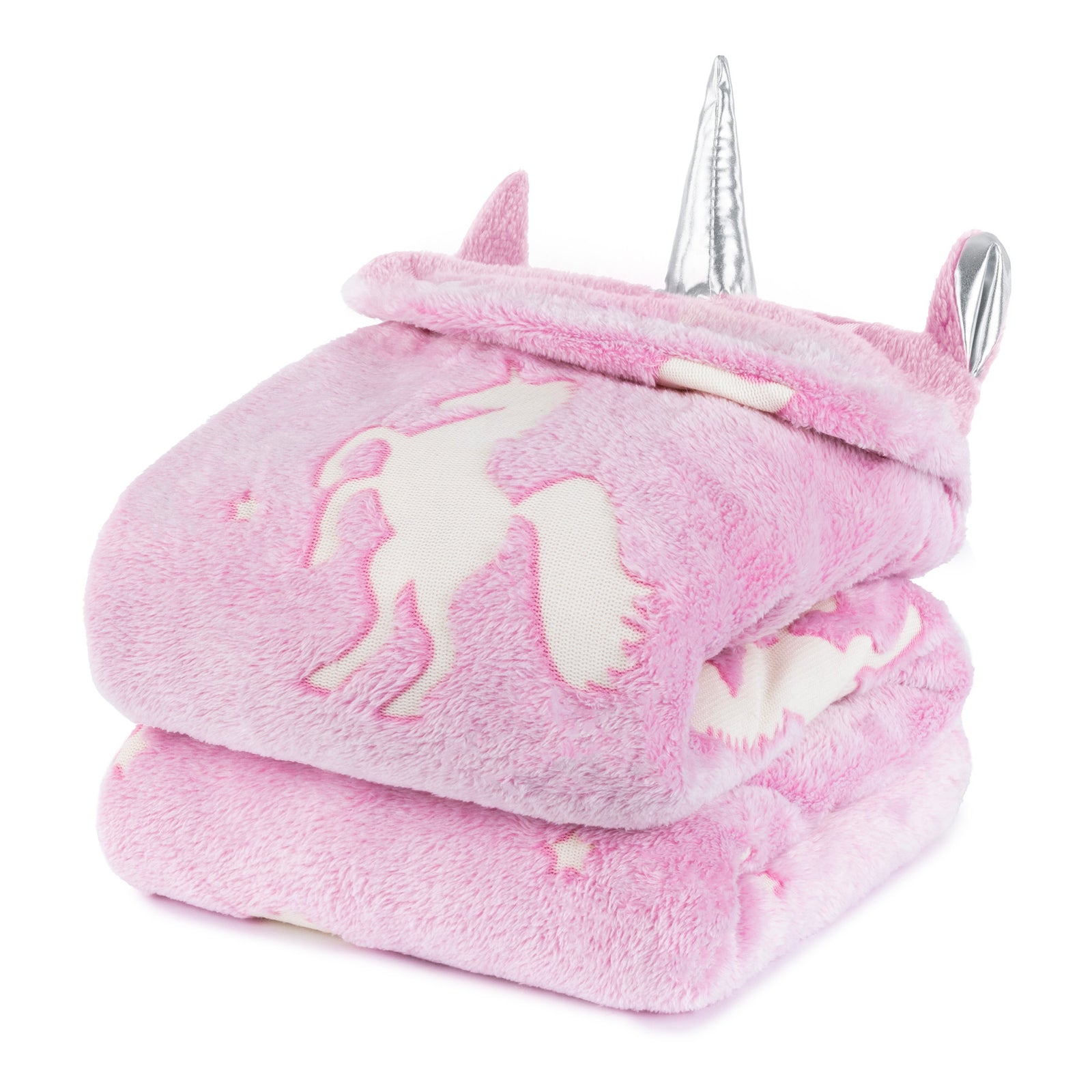 Glow In The Dark Pink Unicorn Hooded Blanket For Girls Boys And Kids