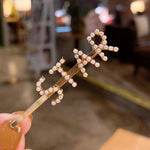 Pearl Words Hairpin Star Letter Statement Hair Clip Fashion Accessory Gold