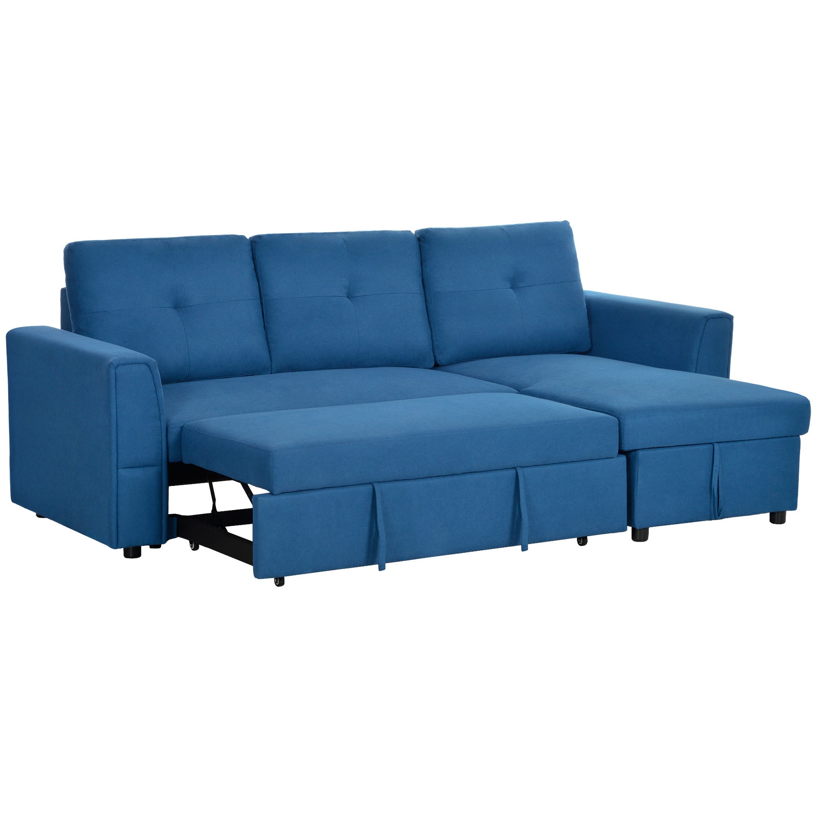 3 Seater Sofa Bed Convertible Pull Out Sofa With Storage | One Size | Dark Blue