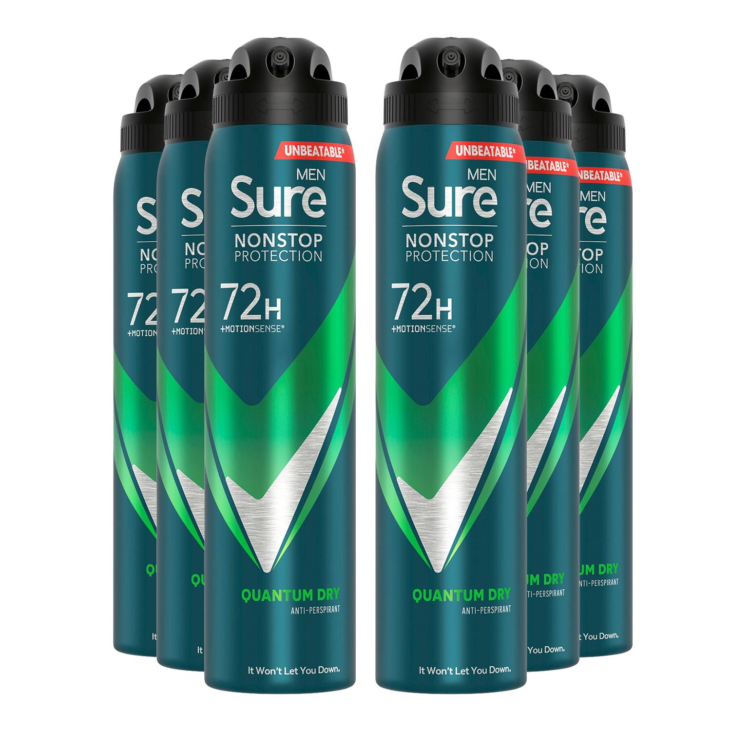 Men Anti-perspirant 72h Nonstop Protection Quantum Dry Deodorant, 250ml, 3pk | 6