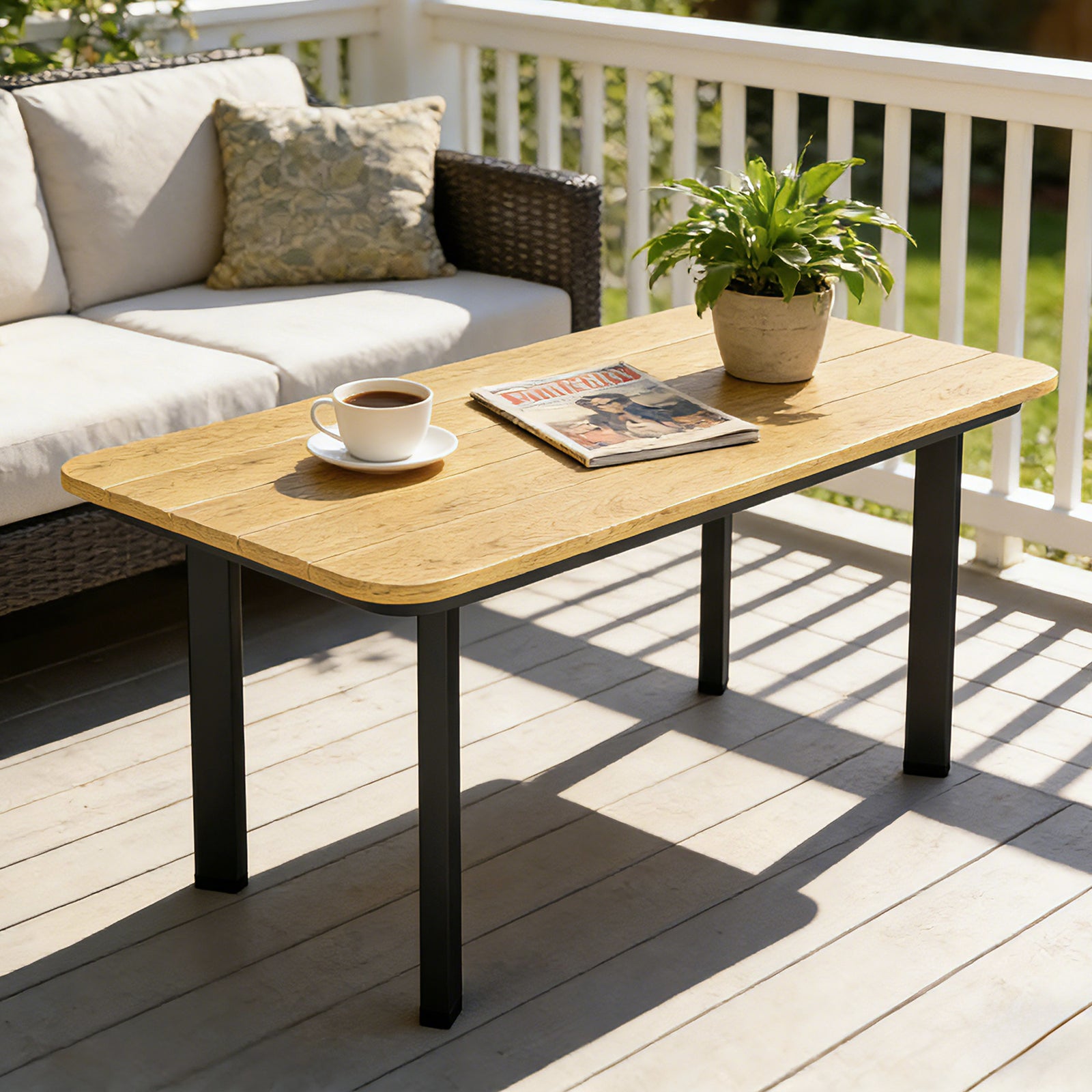 Outdoor Coffee Table, Garden Table With Slatted Wpc Top | Brown