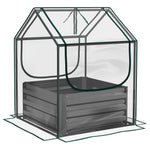 Raised Garden Bed W/ Greenhouse & Cover - Clear/Dark Grey