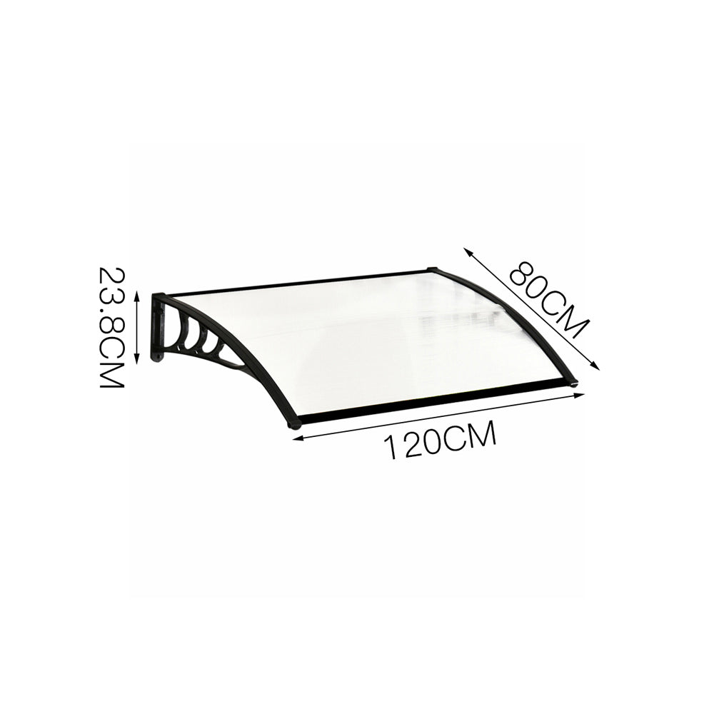 Window Door Awning Canopy With Brackets | Small | Black
