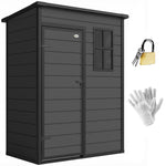 5' X 3' Garden Shed W/ Floor, Lockable Door, Window And Vent | Dark Grey