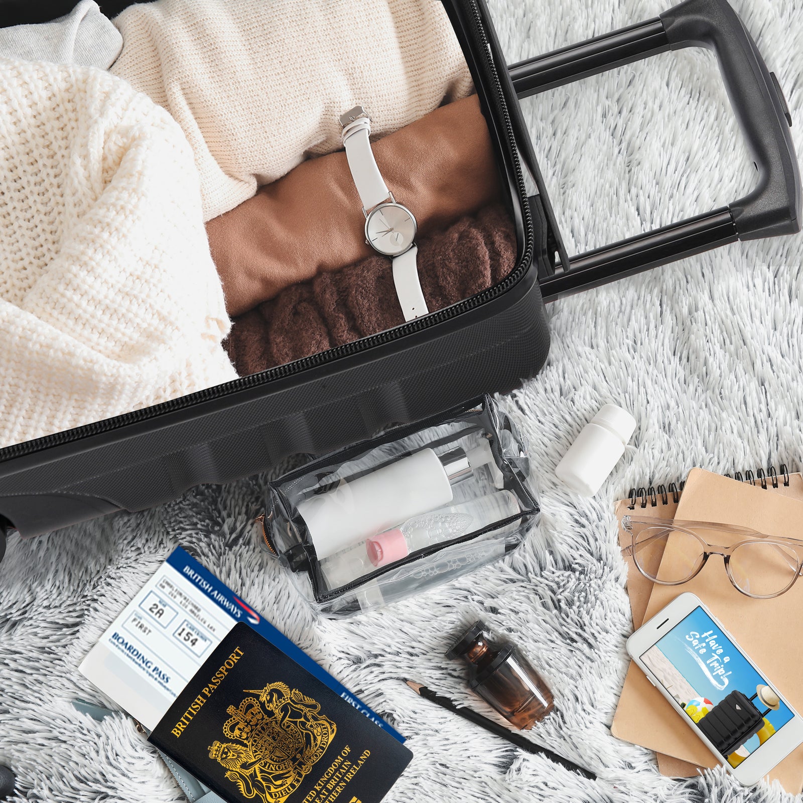 40x20x25cm Hard Case Cabin Suitcase Ryanair Free Approved Carry On | Cabin | Black