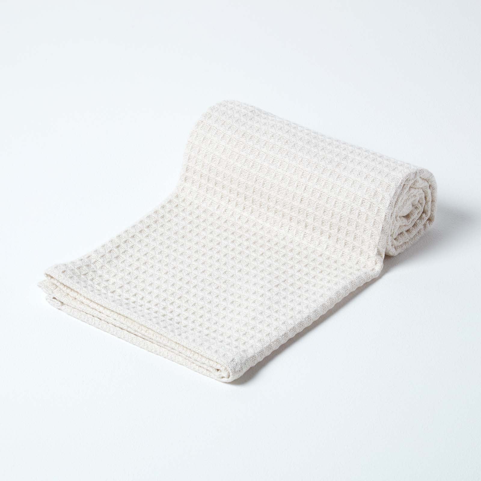 Organic Cotton Waffle Blanket/ Throw | 125cm x 150cm | Natural