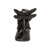 Dragonfly On Bamboo Cane Companion - Frostproof Stone-effect Garden Topper | Black