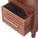 Arched Edge 1 Drawer and 1 Open Shelf Bedside, Warm Brown