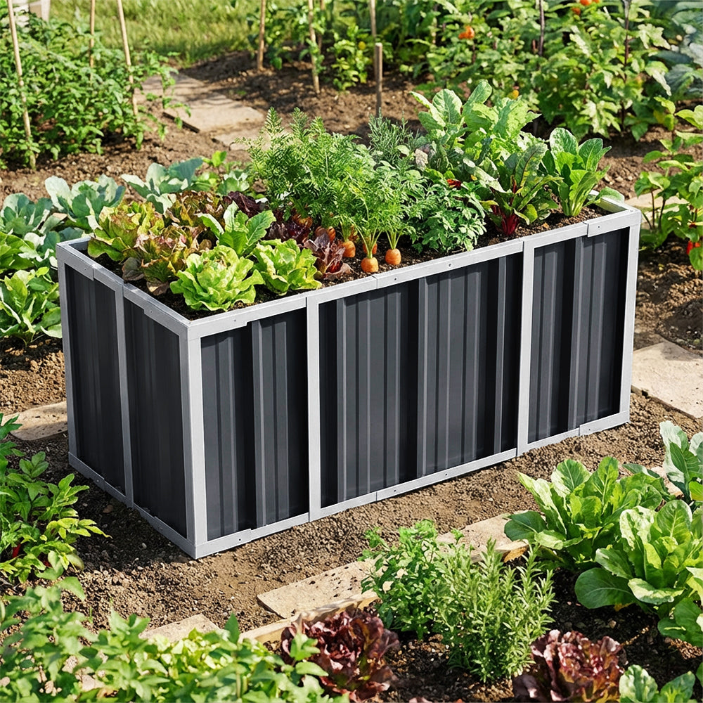 Anthracite Grey Raised Garden Bed Galvanized Raised Garden Bed Outdoor Heightened Steel Metal Planter Box | Small