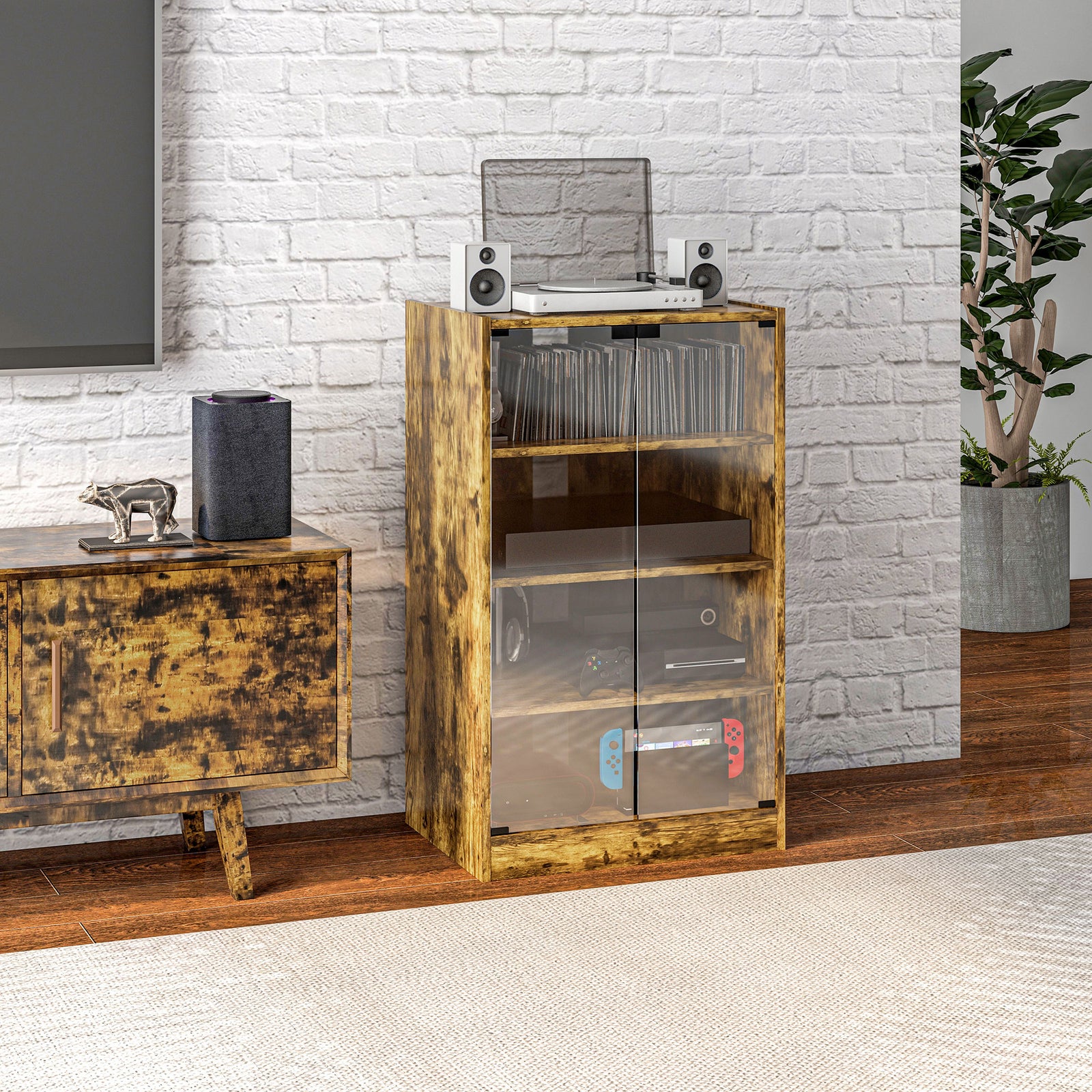 4-tier Hi-fi Stand With Adjustable Shelves | Rustic Brown