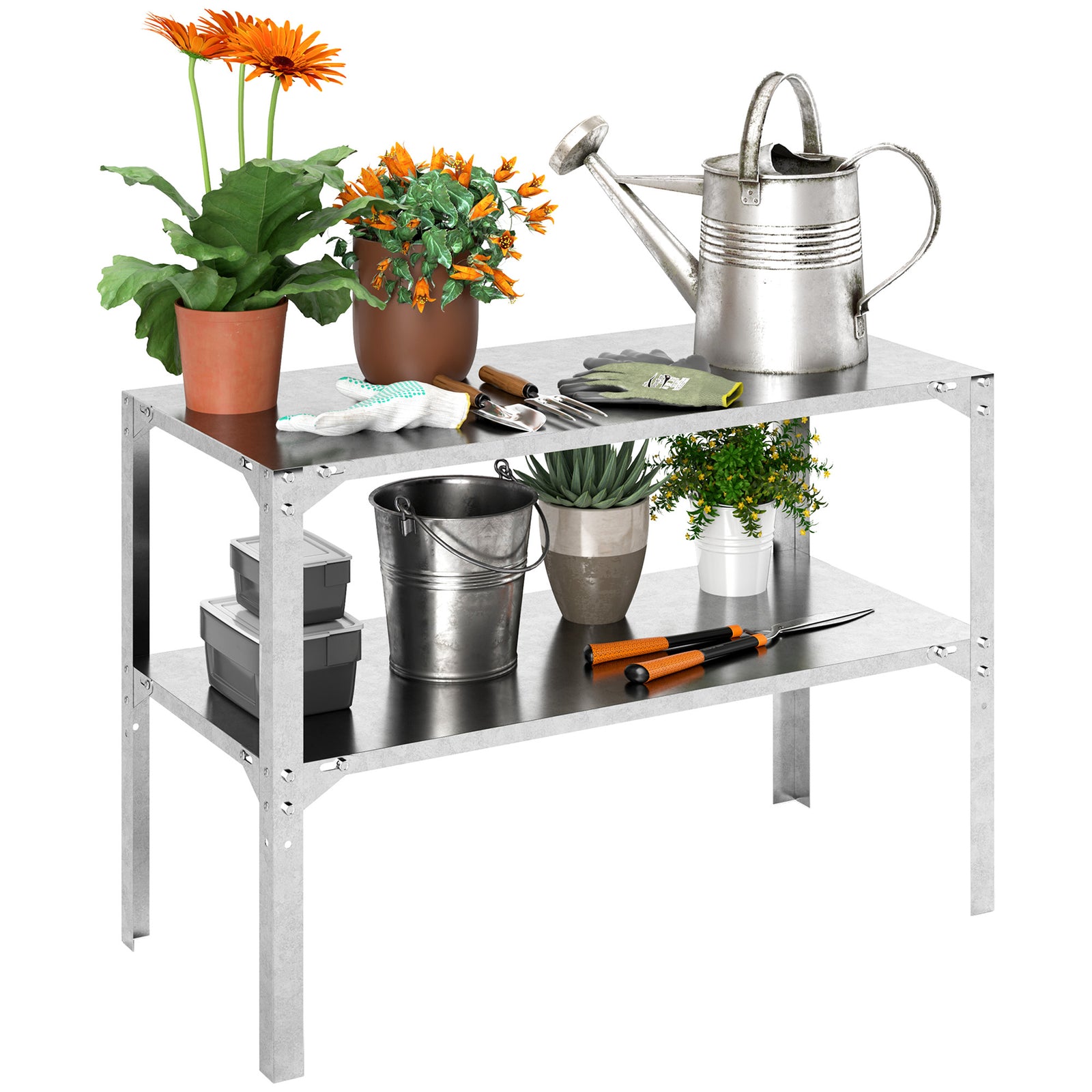 2 Tier Potting Bench Table, Galvanised Work Bench