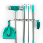 Wall Mounted Mop & Broom Holder - Grey