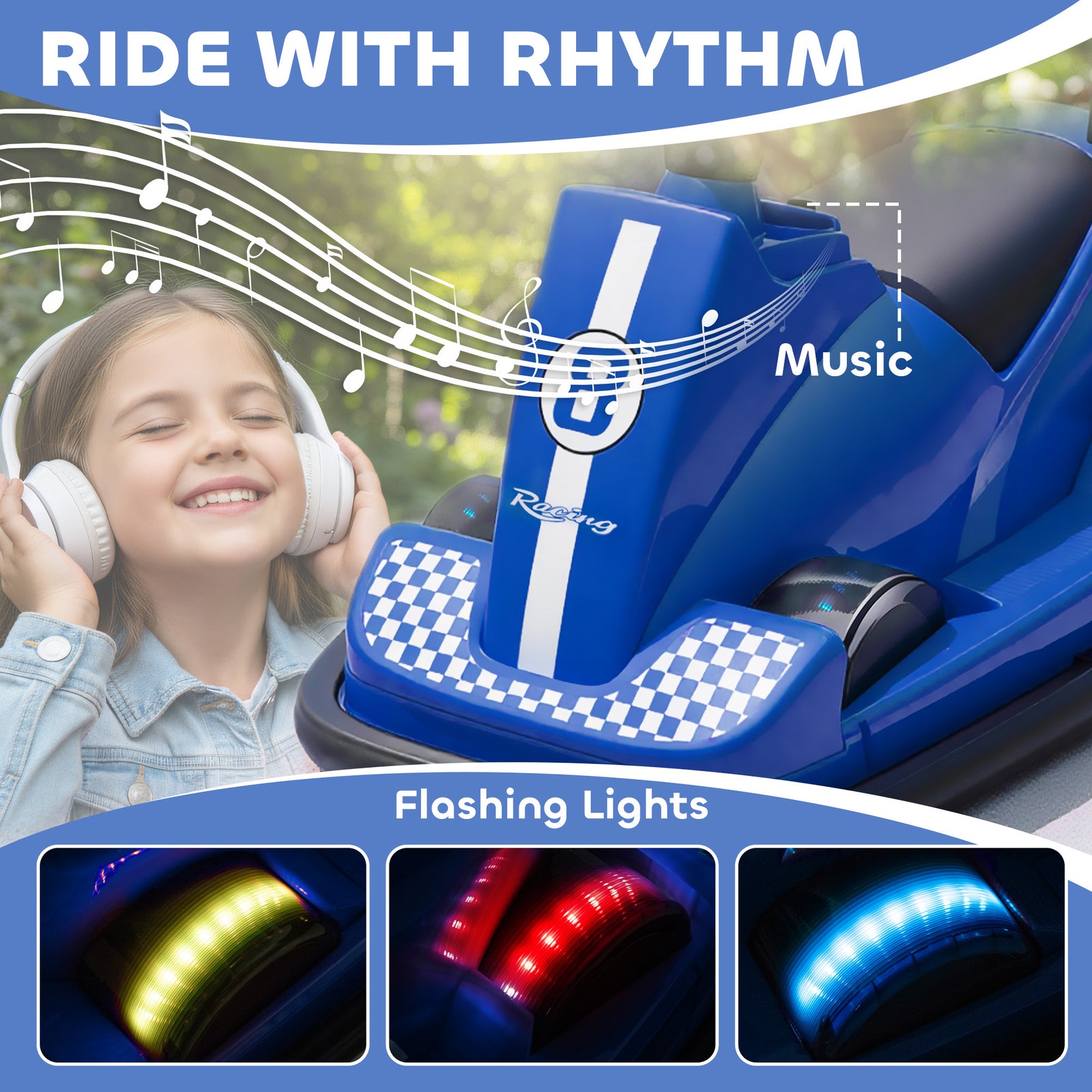 Electric Kids Bumper Car With 360 Degree Rotation Spin | Blue