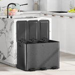 3 X 20l Triple Kitchen Bin Pedal Bin For Recycling And Waste | Black