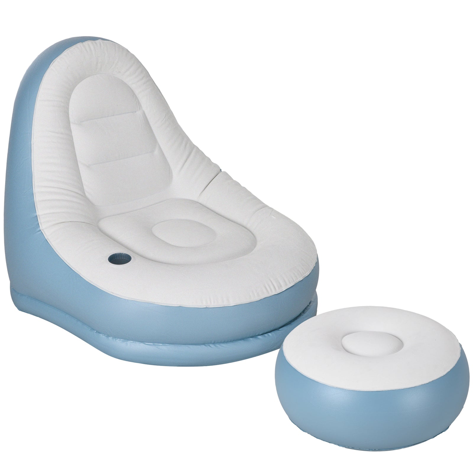 White Inflatable Lounger W/ Cup Holder