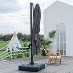 Large Square Patio Parasol With Durable Polyester Canopy, Pa Waterproof Coating, Adjustable Height, 360° Foot Pedal Rotation With Cross Base & Fillable Base | One Size | Dark Gray