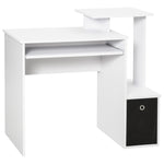 Computer Desk, Sliding Tray, Drawer | White